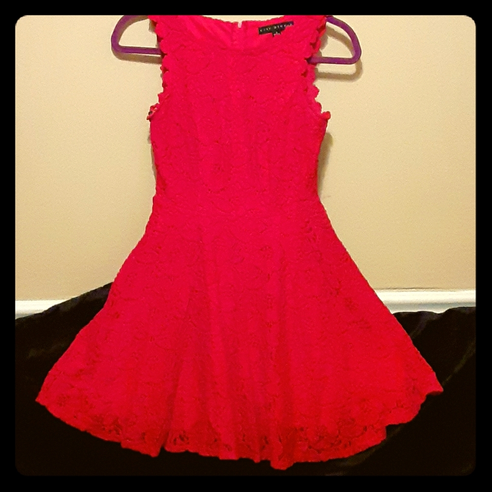 Red lace dress